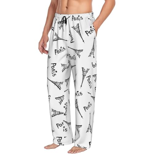 Eiffel Tower Paris Mens Pj Pants,Soft Men Lounge Pants,Mens Pajama Pants Bottoms,Sleep Pants For Men
