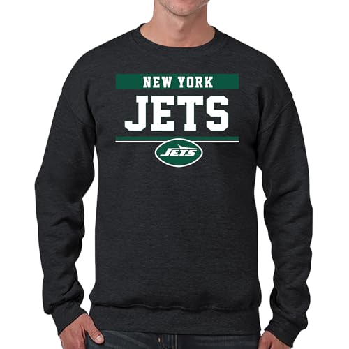 Team Fan Apparel NFL Adult Long Sleeve Team Block Charcoal Crewneck Sweatshirt - Stay Warm & Represent Your Team With Style