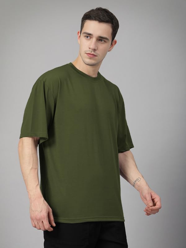 Image of CHKOKKO Oversized Tshirt for man Solid Classic Round Neck Loose Fit Half Sleeve Soft and Comfortable Casual Stylish wear for Summer