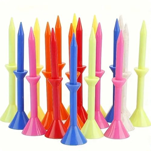 PYMUST 50pcs 83mm 3 1/4 inch Golf Ball Tees Mixed Color Golf Nail PVC Durable Stable Reduce Friction for Golf Sports Practice Trianing Accessories