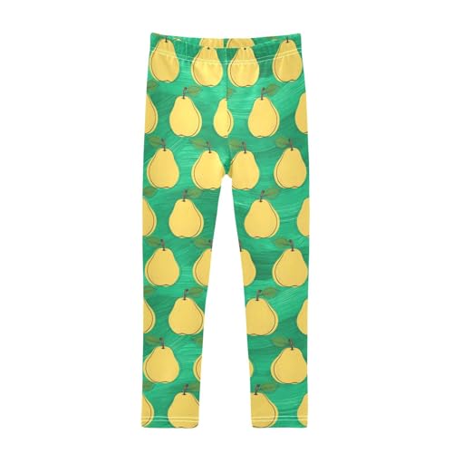 Yellow Pear Green Girls Leggings Ultra Soft Compression Yoga Gym Pants for Kids 4-10T