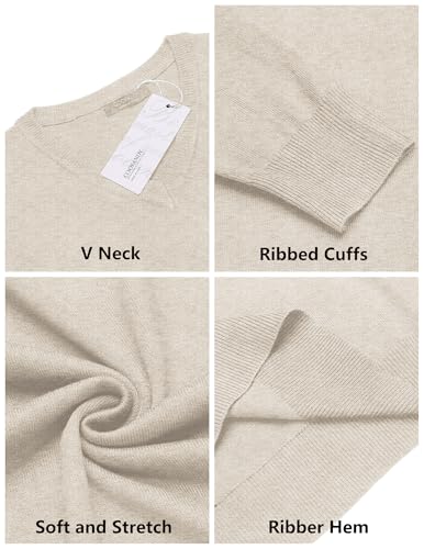 Image of COOFANDY Mens Casual V Neck Sweater Knit Slim Fit Long Sleeve Pullover Top