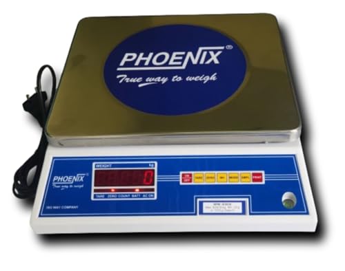 Image of Phoenix NPW 30KG Table Top Digital Weighing Scale, (Dual Display) With Battery & Govt. Stamping., Red
