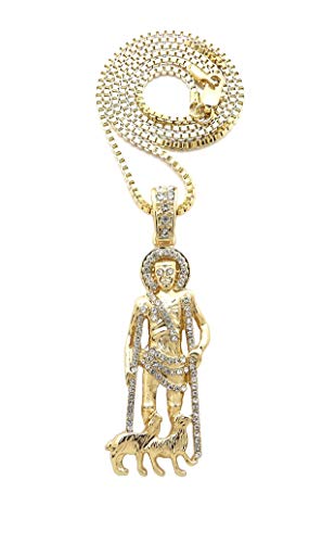 Fashion 21 Stone Filled Saint Lazarus Religious Pendant 24