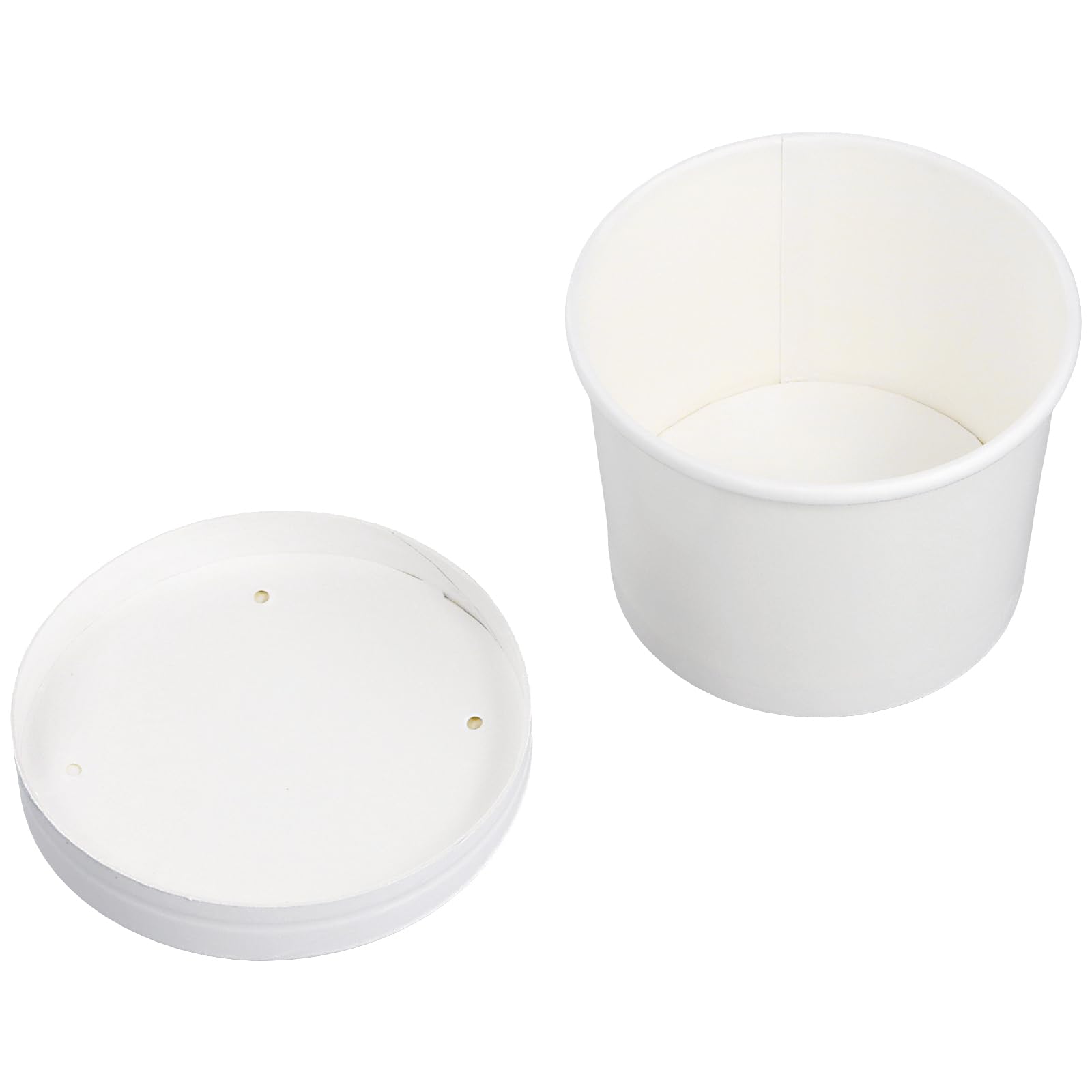 KEILEOHO 50 Bicchieri Monouso in Cartone da 350 ml (12 oz) con Coperchio, Bianchi per Zuppa e Alimenti