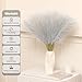 Wertuirk Faux Silver Pampas Grass - 60pcs 24 Inch Short Artificial Pampas Grass Decor, Fake Pompas Floral for Vase Filler, Wedding Flower Arrangement, Party and Home Decor (Silver, 60 Pieces)