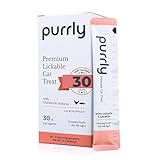 Purrly Hydrating Wet Cat Treat Snack Topper Creamy Purée Human-Grade Chicken Breast & Salmon with Omega-3 & 6 for Skin & Coat (30 Count) Healthy Lickable Squeeze Soft Snack