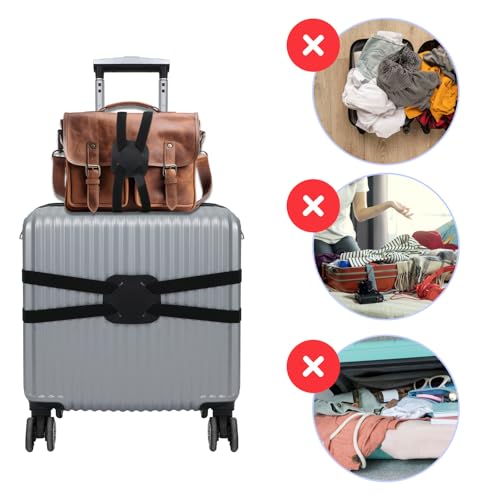 Image of Adjustable Size Elastic Travel Essentials Accessories Luggage Bungee for Suitcases Luggage Straps for Add a Bag Easy to Travel Suitcase Elastic Strap Belt - Black