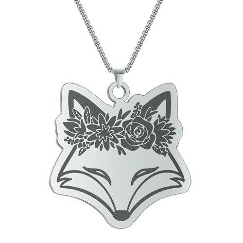Bijoux renard en acier avec pendentif cage corolle le cadeau mignon idéal