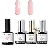 MODELONES 1 PCS Pink Gel Nail Polish 15ML with 3 PCS Matte Top Coat Base Coat 10ML
