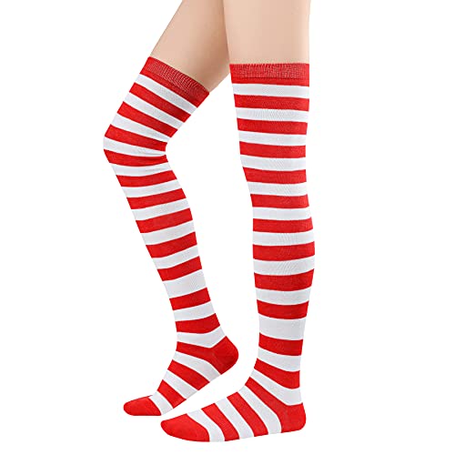 Image of Zando Womens Stripes Thigh High Socks Thigh Highs Casual Knee High Stockings