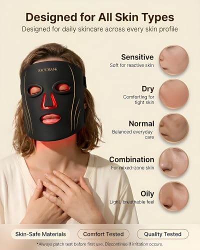 Image of Red Light Therapy Mask, Red Light Therapy for Face | LED Face Mask with 850nm NIR and 7 Colors, with 296 LED Beads for Anti-Aging, Soft Silicone Design