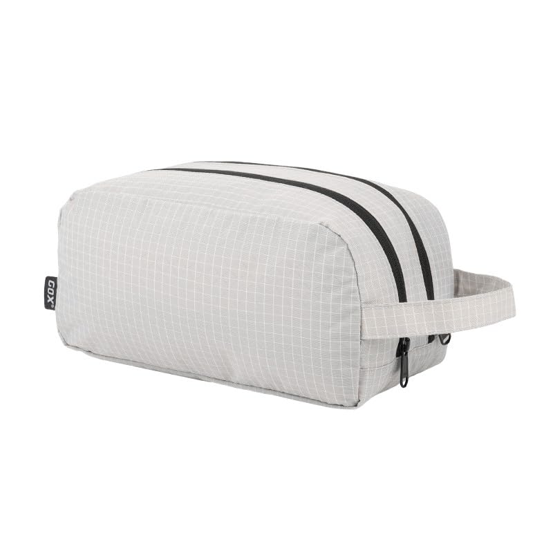 GOX Small Travel Toiletry Bag for Men, Dopp Kit, Water-Repellent Nylon, TSA Carry-On Leakproof Cosmetic Organizer (10.4"x5.5"x5.1") & Carry Handle (