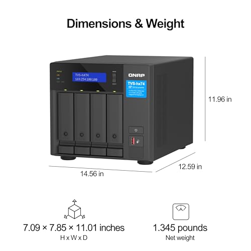 Image of QNAP TVS-h474-PT-8G-US 4 Bay High-Speed Desktop NAS with Intel Pentium Gold 2-core CPU, 8GB DDR4 Memory, 2.5 GbE Networking and PCIe Gen 4 expandability (Diskless)