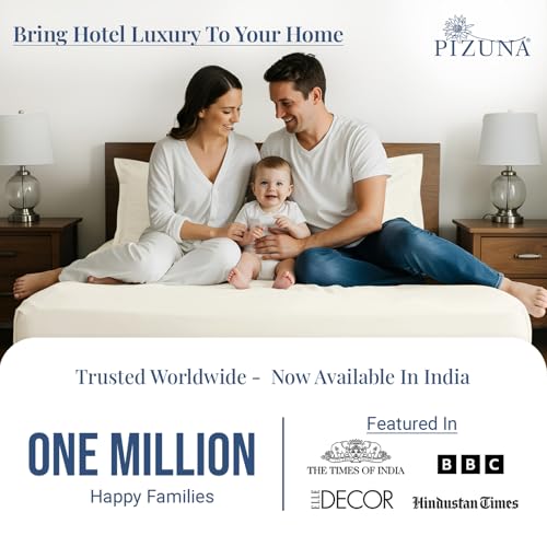 Image of Pizuna 100% Cotton Bedsheet Super King Size with 4 Pillow Covers, 1000 Thread Count Long Staple Cotton, Flat Bed Sheet 108X108 Inch for Superking Bed, New Ivory