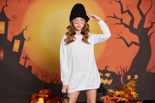 Arshiner Girl's Hoodie Long Kids Casual Autumn Winter Long Sleev Top Fashion Casual Hooded Sweatshirt for Girls 7-8 Years White - Image 4