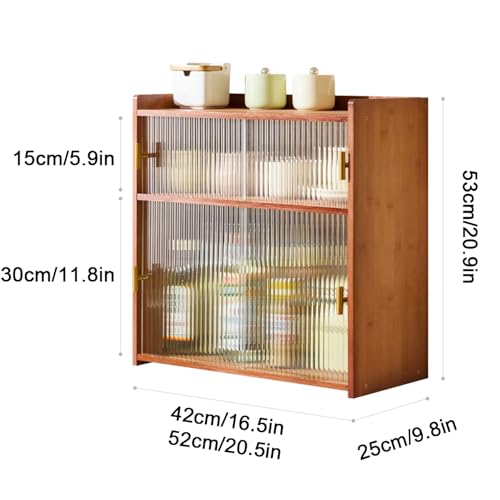 Aparador pequeño de bambú con puertas correderas marrón 3