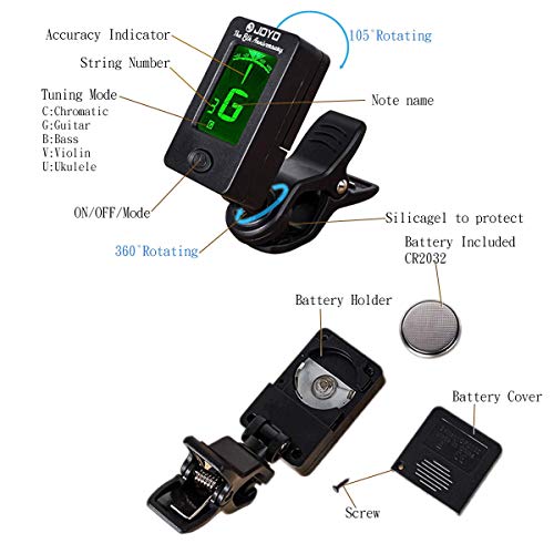 image for JOYO Guitar Tuner Clip-on Tuner Digital Tuner Electronic Tuner Guitar 