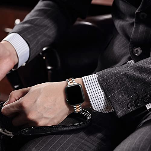 Wepro Straps Compatible with Apple Watch Strap 40mm 38mm 41mm 42mm for Women/Men, Stainless Steel Slim Replacement Metal Apple Watch Series 11 10 9 8 7 6 5 4/SE 3 Strap/SE2/SE/Ultra, Silver/Rosegold - Image 4