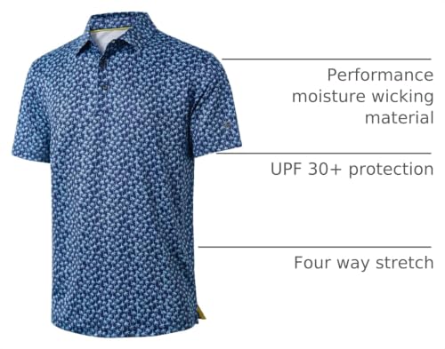 Image of Golf Shirts for Men Dry Fit Short Sleeve Print Performance Moisture Wicking Polo Shirt