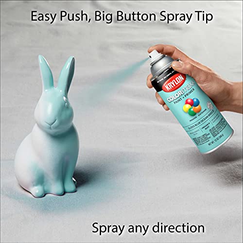Image of Krylon K05506007 COLORmaxx Spray Paint and Primer for Indoor /Outdoor Use, Gloss Blue Ocean Breeze 12 Ounce (Pack of 2)
