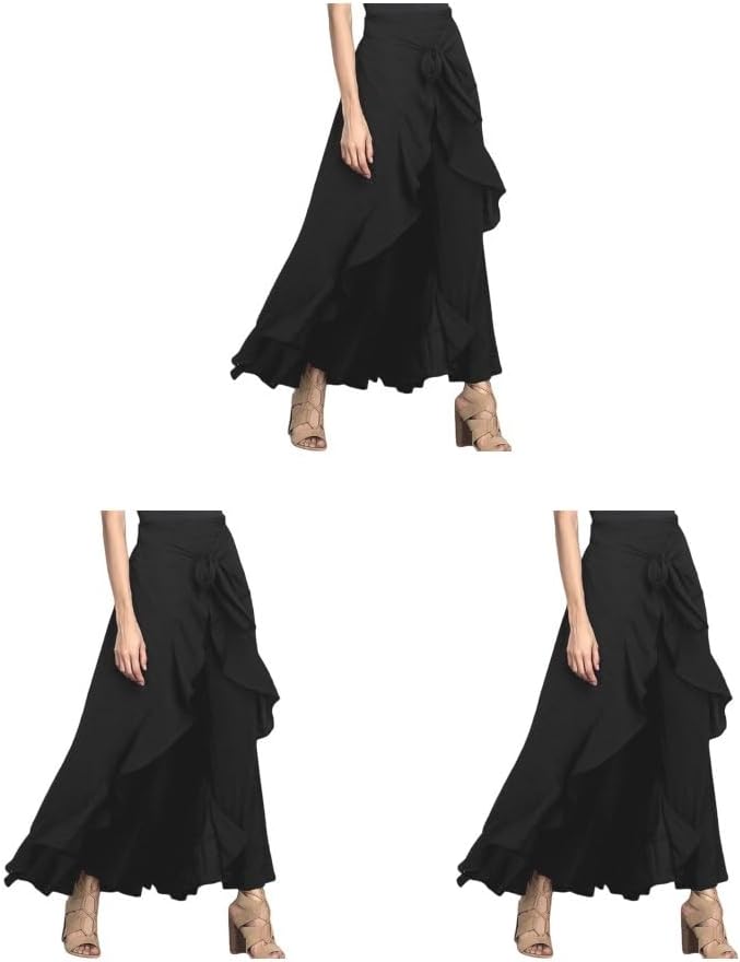 [Siepificius] 3のセットロングスカート パンツ ハイウエスト ソリッドカラー エレガント ルーズ ワイドレッグ パンツ