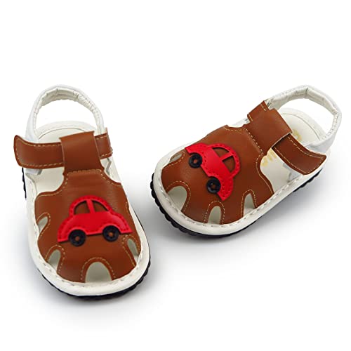 Image of WILLFUN Baby Boy Girl Summer Infant Squeaky Sandals Premium Rubber Sole Closed-Toe Non-Slip Shoes Toddler First Walkers