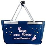 Mein Zwergenland faltbarer Einkaufskorb Omas sind wie Mamas nur mit Puderzucker, Korb klappbar 28 L, Faltkorb Navy