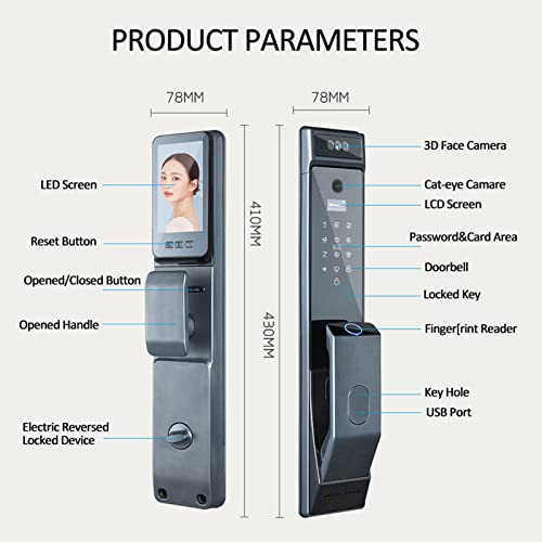 Wennzy Fechadura de Porta com Impressão digital com câmera Eletrônica Smart Door Lock APP Desbloquei
