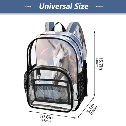 White Horse Clear Backpack - Stadium Approved Large 15.7-inch Waterproof Transparent Bag for Sports, Concerts, Work, Travel#1194
