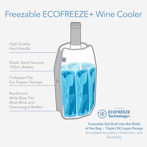 PackIt Refrigerador de Vinho Congelável, Preto, com Alça de Cinto de Segurança, Tecnologia Ecofreeze