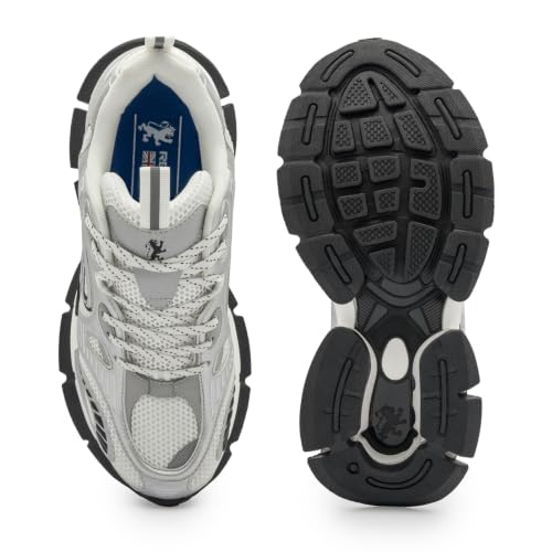 Image of Red Tape Men's Sneakers Grey Black Mesh Pu Round Toe Lace-Up