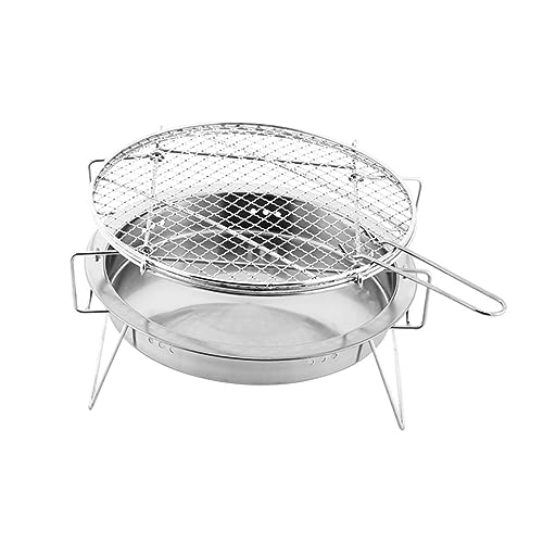 Happyyami 1 Pc Barbacoa Plegable Cesta De La Parrilla Mini Parrilla Estante De La Parrilla Soporte De Parrilla Red a La Parrilla Parilla Parrilla De Barbacoa Al Aire Libre Silver