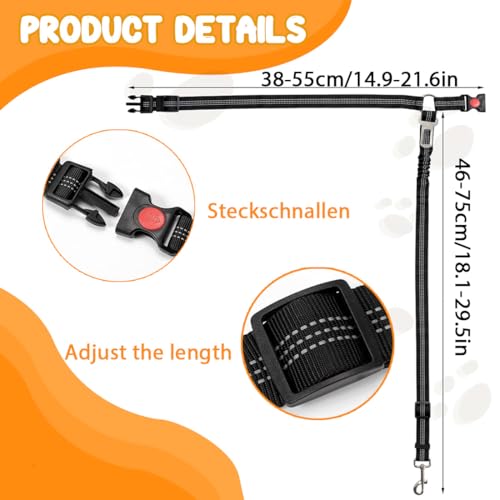 GNALIA Arnes Coche Perro Homologado, Cinturón Seguridad Ajustable Para Vehículos, Arnés Seguridad Con Amortiguador Elástico Antichoque, Color Negro 1 Unidad - imagen 2