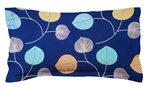 Image of BSB HOME Present Designer Printed Cotton 160 TC Standard | Regular | King Size Pillow Cover Set of 2 Piece (18x28 Inches, Blue and White), Floral, 150 Threads