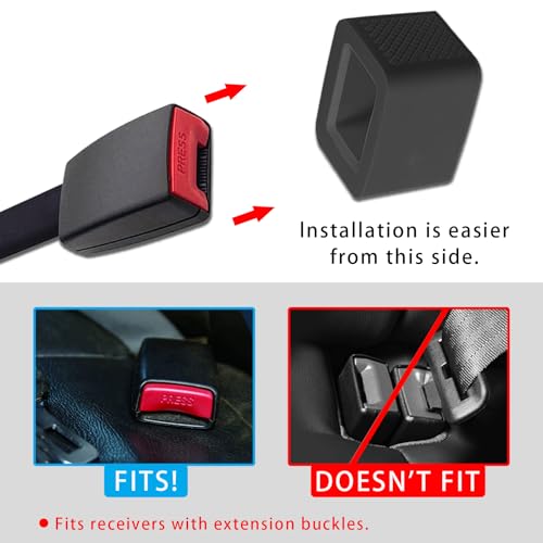 image for Piburth 2 Pack Seat Belt Buckle Holder, Silicone Auto Rear Seatbelt Bu