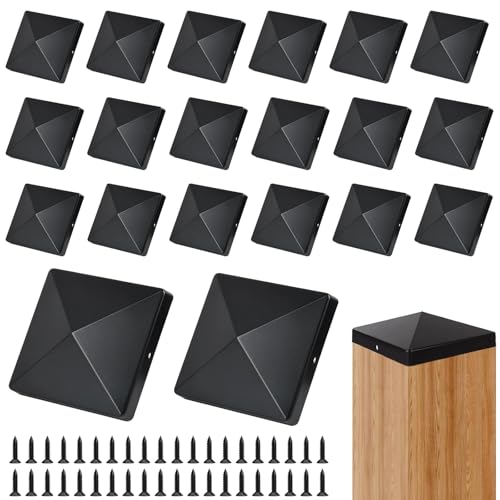 20 PCS Fence Post Caps 4x4 inch Plastic Fence Post Tops Square Column Cap Durable Outdoor Posts Covers for Fences Posts Railings Steel Pipes