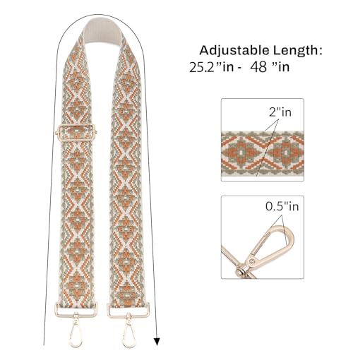 Image of Wide Shoulder Strap Replacement for Crossbody Handbag Canvas Belt Guitar Adjustable Strap with Gold Hardware
