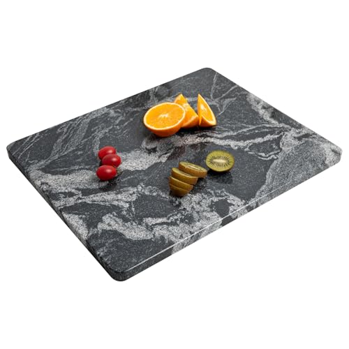 Lovdeco Marble Cutting Board, Pastry Board For Kitchen, Large Black With White Vine Marble Slab Gift With Non-Slip Feets, 16x20 Inch, 1 Piece