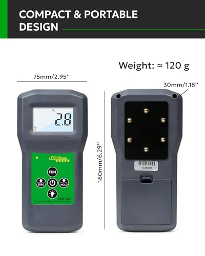 Concrete Moisture Meter CME-822 – Non-Destructive Digital Moisture Meter for Concrete Floors, Slabs & Walls, Surface Moisture Tester 0-70% with Backlight & Alarm