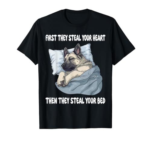 Norwegian Elkhound Sleeping Pajamas Nightgown T-Shirt, Men, Black, Small
