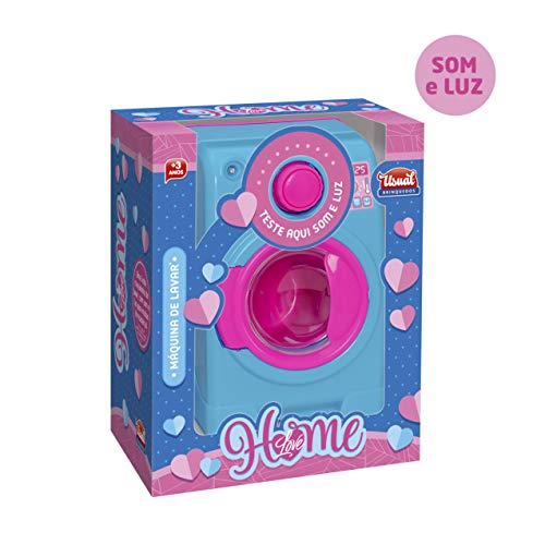 Máquina de Lavar Home Love, Usual Brinquedos, 360, Azul/Rosa