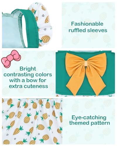 Image of CuteBone Dog Dress for Small Dogs Girl, Pineapple Summer Dresses with Bow & Ruffle Sleeve, UPF50+ Sun Protection, Cute Pet Clothes for Puppy for Birthday Wedding Party Beach ZSFX04XS