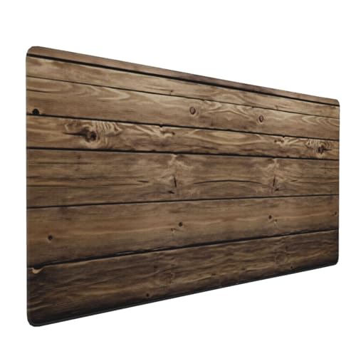 Tapis de souris gaming vintage en bois ACEPrints grand format 90x40.5cm étendu avec bords cousus