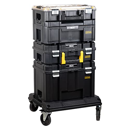 Stanley Fatmax - Sistema modular de almacenamiento gama PRO-STACK(4 cajas para herramientas + plataforma con ruedas)