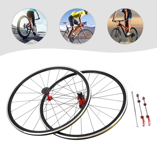 700C Road Bicycle Wheel Front Rear Wheel Set, Double Wall Aluminium Alloy Rim C/V Brake Clincher Fit for 7/8/ 9/10/ 11/12 Speed Freewheel 30mm Rims Bike Accessories(Front 20 Rear 24) - Thumbnail 6