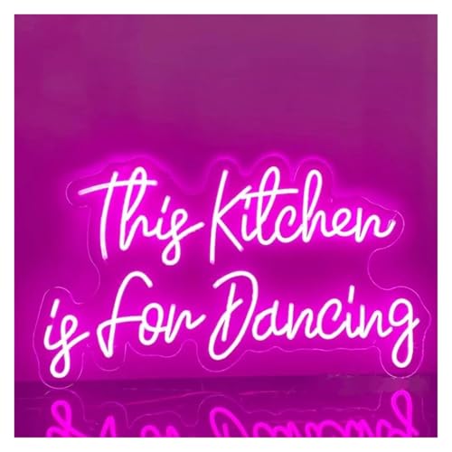 XENITE Hanging Art Neon Signs This Kitchen is for Dancing Neon Sign Kitchen Wall Decor Funny Art Light Dining Room for Family 45cmх26cm(Pink)