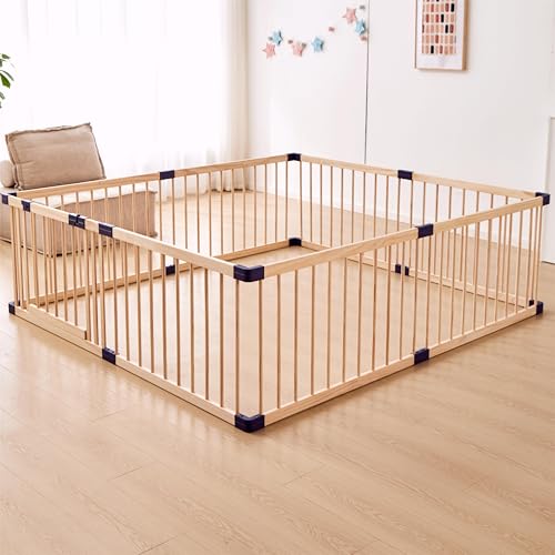 Image of Playpen for Babies and Toddlers,Baby Playpen Fence Yard Wood,Wooden Baby Playpen for Babies and Toddlers,Wooden Baby Play Fence Yard Play Area (140X200)