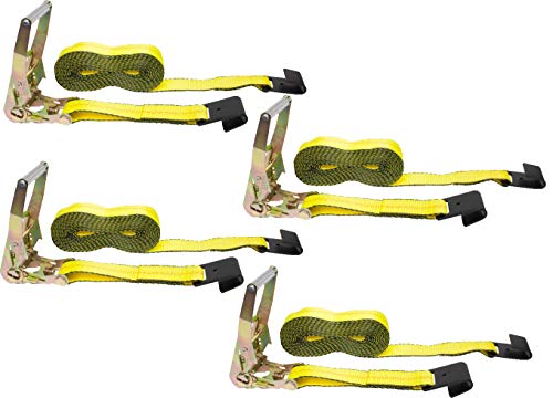 Mytee Products Ratchet Tie-Down Straps with Flat Hooks, 2