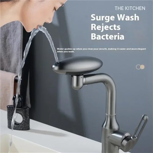Grifo de cocina con sensor gris, rotación 360 y cascada 6